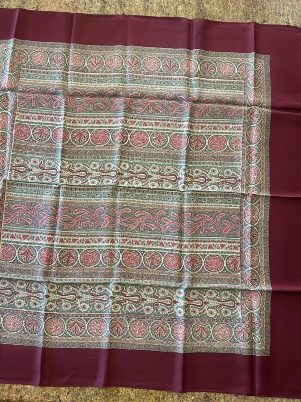 Beautiful Liberty of London Burgandy Silk Scarf Made in England - Picture 3 of 9